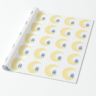 Papier Cadeau Hibou sur la lune