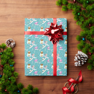 Papier Cadeau Hiboux adorables profitant d'une journée d'hiver 