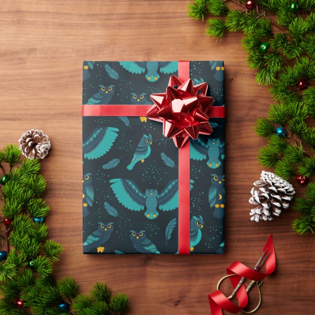 Papier Cadeau Hiboux de nuit (Cadeau de vacances)