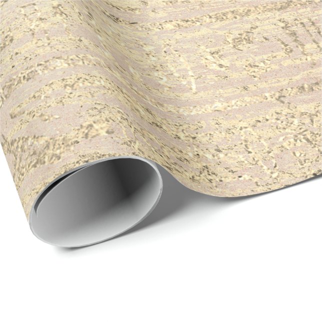 Papier Cadeau Hiéroglyphes égyptiens GoldFoxier Blush Rose Wood (Coin rond)