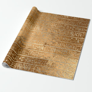 Papier Cadeau Hiéroglyphes égyptiens Grass Or Grass Metallic Str