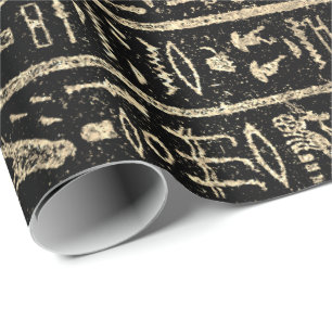 Papier Cadeau Hiéroglyphes égyptiens Grass Or Grass Metallic Str
