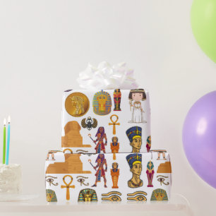 Papier Cadeau Hiéroglyphique égyptien ancien -Pharaon Motif