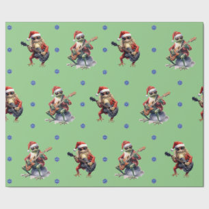 Papier Cadeau Hilaried Frog Rock Band Noël sur Green