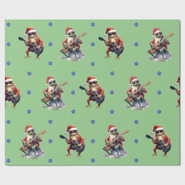 Papier Cadeau Hilaried Frog Rock Band Noël sur Green (Couture)