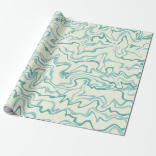 Papier Cadeau Hippie les années 70 Marbre Bleu Liquide Swirl Boh