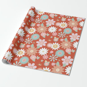 Papier Cadeau Hippie rétro des années 60 les années 70 Daisy Flo
