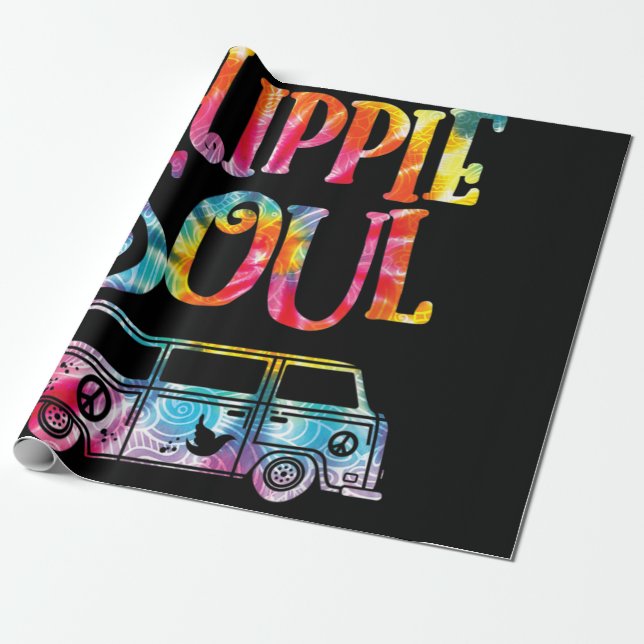 Papier Cadeau Hippie Tie Dye Van Hippie Soul (Déroulé)