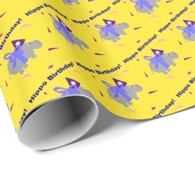 Papier Cadeau Hippo Anniversaire Cadeau Papier enveloppant (Coin rond)
