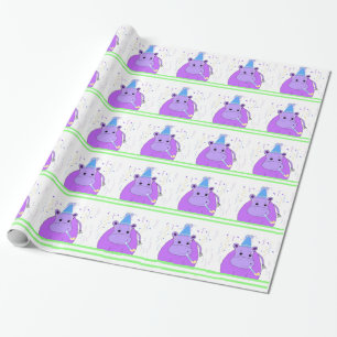 Papier Cadeau Hippo violet conception d'anniversaire