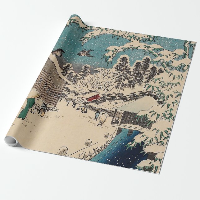 Papier Cadeau Hiroshige hiver paysage Japon pays (Déroulé)