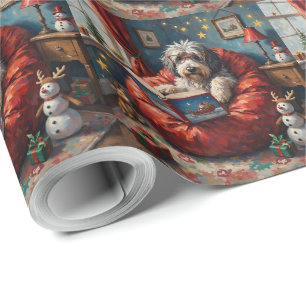 Papier Cadeau Histoire de Noël de Vieux Chien de Berger Anglais 