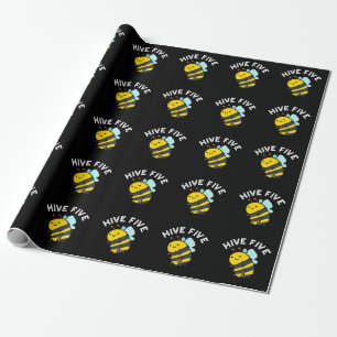 Papier Cadeau Hive Cinq Funky High Cinq Bee Pun Dark BG
