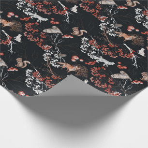Papier Cadeau Hiver Bois Animaux Fêtes Noël