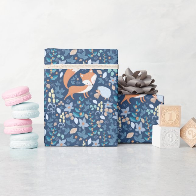Papier Cadeau Hiver du renard des bois (Baby Shower)