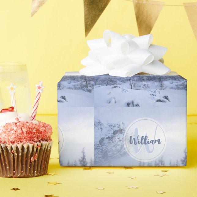 Papier Cadeau Hiver merveilleux brouillard épinette forêt neige  (Fête d'anniversaire)