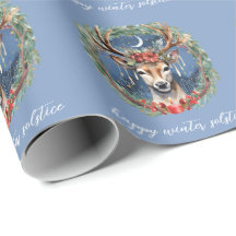Hiver Solstice vacances Deer Wreath Yule Noël