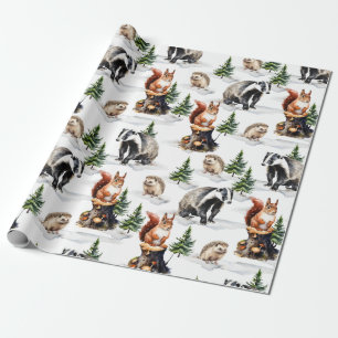 Papier Cadeau Hiver Woodland Animal Friends Gala