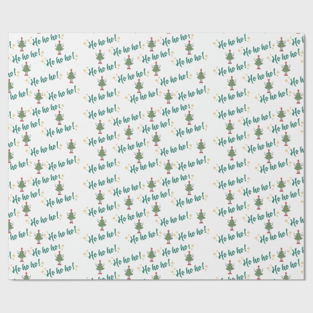 Papier Cadeau Ho Ho Ho Danser Papier d'enveloppement d'arbre de  (Plat)