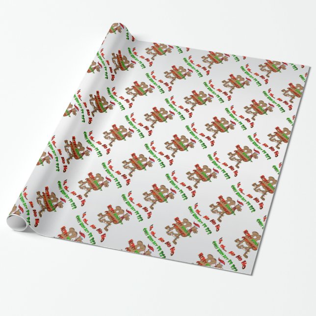 Papier Cadeau Ho Ho Ho Hump Jour de Noël Papier d'enveloppement  (Déroulé)