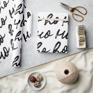 Papier Cadeau Ho Ho Ho Moderne minimaliste main dessinée Noël