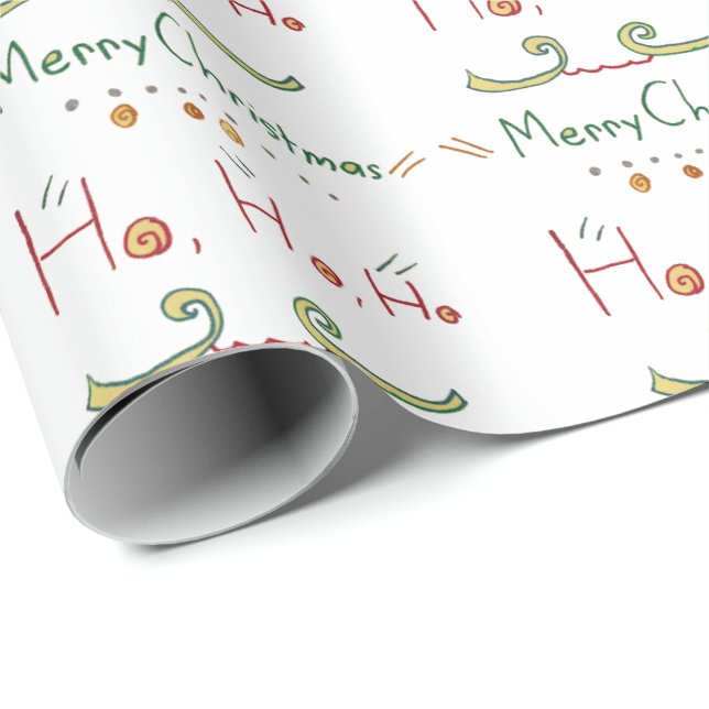 Papier Cadeau HO HO HO papier d'emballage de Joyeux Noël (Coin rond)