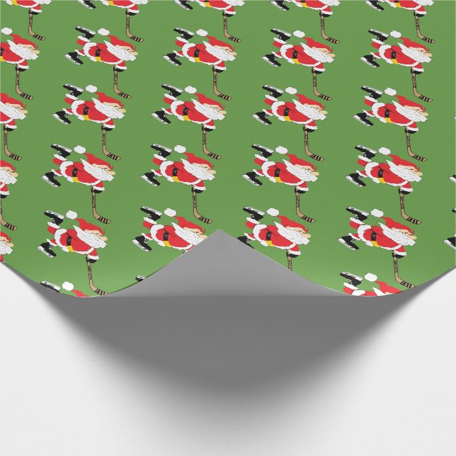 Papier Cadeau Hockey Père Noël Patinage (Coin)