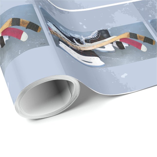 Papier Cadeau Hockey sur glace (Coin rond)