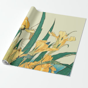 Papier Cadeau Hokusai grasshopper et iris Japon