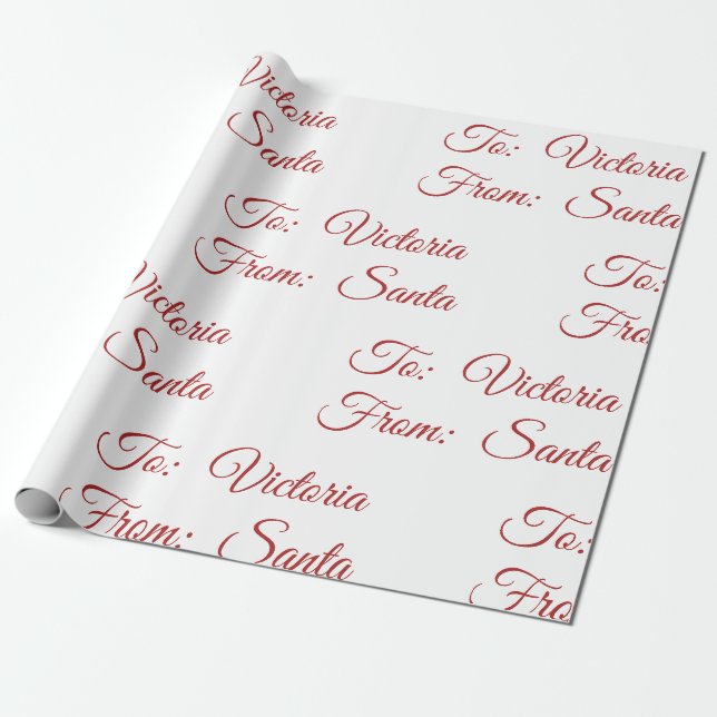 Papier Cadeau Holiday Christmas To And From Santa Personalized  (Déroulé)