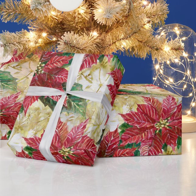Papier Cadeau Holiday Poinsettia (Vacances)