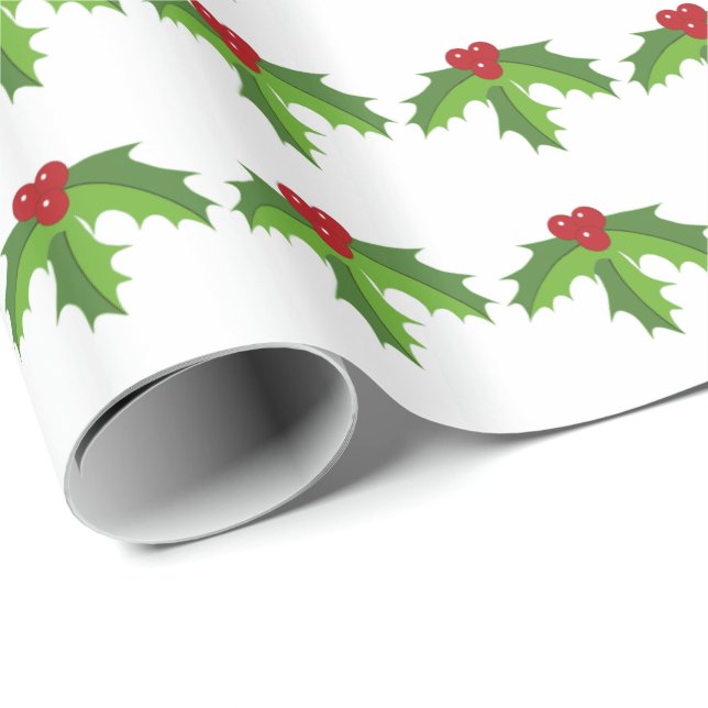 Papier Cadeau Holly Berries (Coin rond)