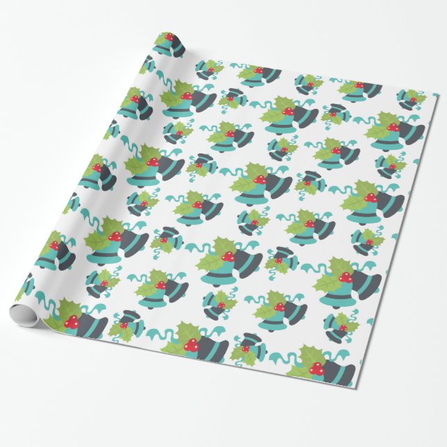 Papier Cadeau Holly Berry Jingle Bells Papier d'enveloppement de (Déroulé)