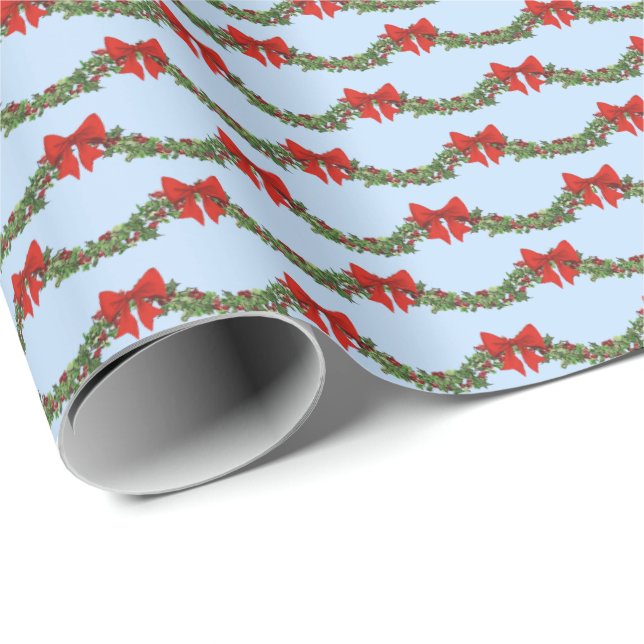 Papier Cadeau Holly Boughs Wrapping Paper (Coin rond)