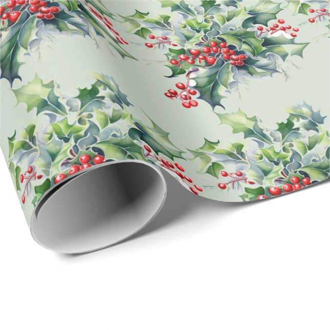 Papier Cadeau Holly Bouquet (Coin rond)