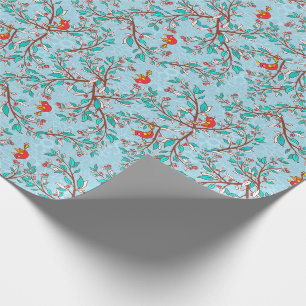 Papier Cadeau Holly et oiseaux