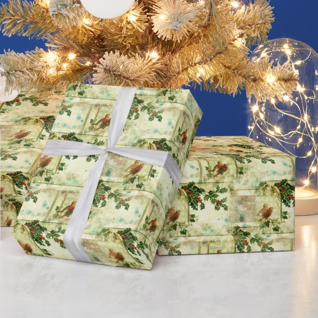 Papier Cadeau Holly et Robins Motif de vacances (Vacances)