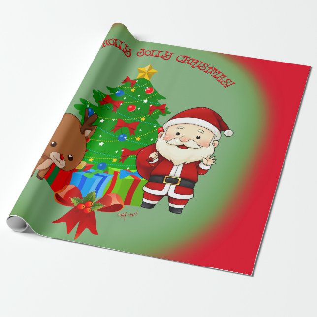 Papier Cadeau Holly Jolly (Déroulé)