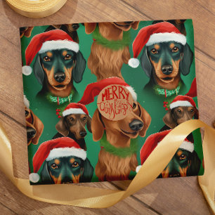 Papier Cadeau Holly Jolly Dachshunds motif sans soudure