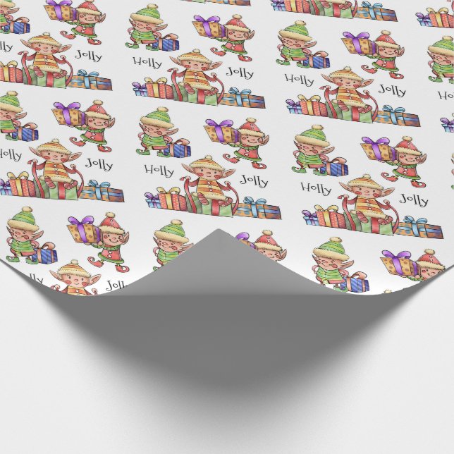 Papier Cadeau Holly Jolly Elves (Coin)