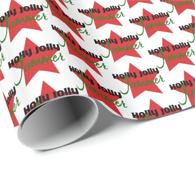 Papier Cadeau Holly Jolly Jammer, Roller Derby Patinage Noël (Coin rond)