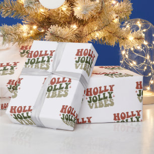 Papier Cadeau Holly Jolly Vibes Retro 1960 Noël Cadeau