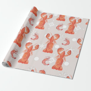 Papier Cadeau Homard Crustacé Aquarelle Snowflake Motif
