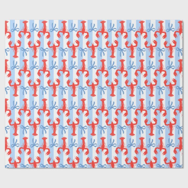 Papier Cadeau Homard et vaches du littoral de Preppy (Plat)