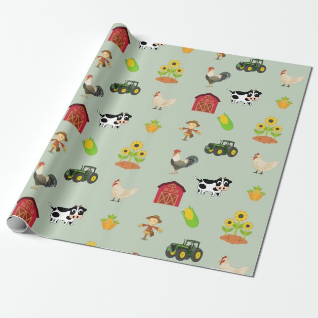 Papier Cadeau Homestead et ferme et animaux de ferme (Déroulé)