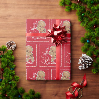 Papier Cadeau Homme en pain d'épices mignonne Merry Kissmas