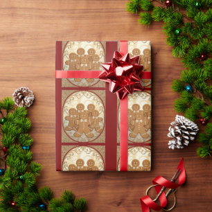 Papier Cadeau Homme en pain d'épices Noël Art Nouveau 
