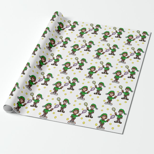 Papier Cadeau Homme Femme Joueuse de tennis Elves Noël Enveloppe (Déroulé)