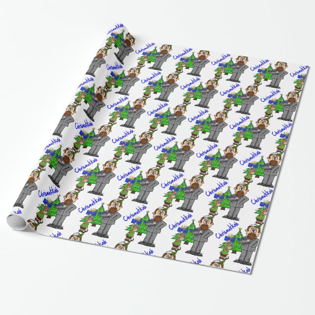 Papier Cadeau Homme juif Elf Chrismukkah Envelopper le papier (Déroulé)