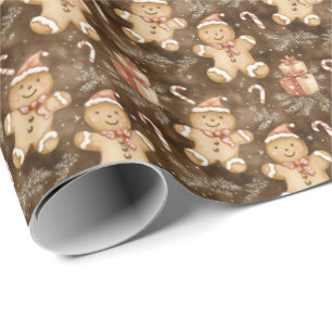 Papier Cadeau Hommes en pain d'épices festifs avec des cadeaux e